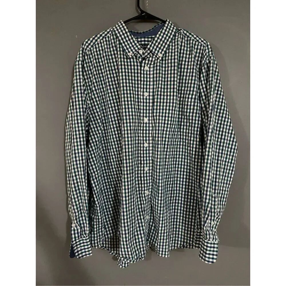 George Green And White Plaid Long Sleeve Button Up Shirt Size 2XL